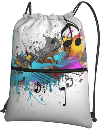 QGGHNISD Musical With Spray Zip Drawstring Backpack,Waterproof Sports Drawstring Bag For Fitness Travel Yoga Backpack