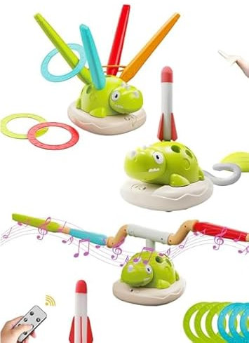 WildFun 3 in 1 Spiele für Kinder, Sport Spielzeug Kinder mit Seilspringmaschine, Ringwurfspiel und Rakete Spielzeug, Indoor Outdoor Geeignet für 3-9 Jahre
