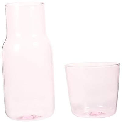 CLISPEED Jarra De Vidrio Para Agua Fría De Alta Resistencia Con Vaso Conjunto Rosa Cómoda Jarra De Agua Para Mesita De Noche y Escritorio Para Bebidas Frías El Hogar