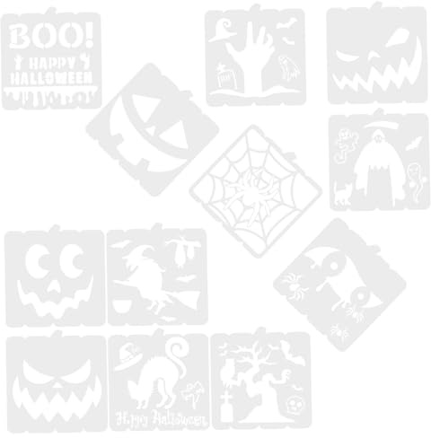 Anneome 12 Stck Teiliges Set Halloween Malschablonen Kürbis Gespenster und Hexen Designs für Kreative DIY Dekorationen und Mehr für Familienaktivitäten