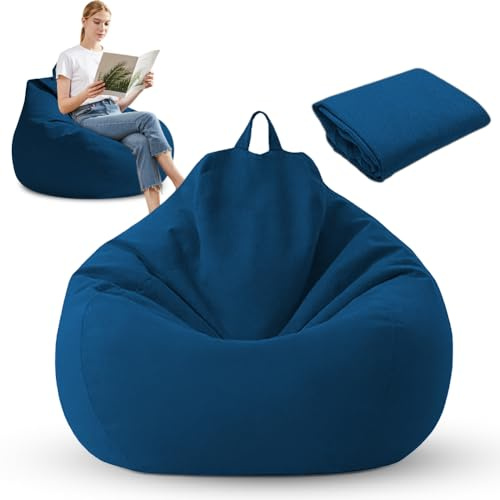 Zinueen Fodera per poltrona a sacco senza imbottitura (XL 100x120 cm) – Poltrona a sacco per esterni per adulti e camerette dei bambini | Lino-cotone | Poltrone a sacco per gaming, soggiorno e