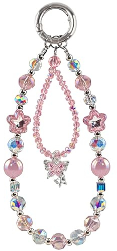 Rosa Schmetterling Handykette Perlen Kurz Handy Kette Handgelenk Schmetterlingsanhänger Handyband Schmetterl Handyanhänger Mädchen Schlüsselband Mit Schmetterlings Stern Handyschlaufe Taschenanhänger