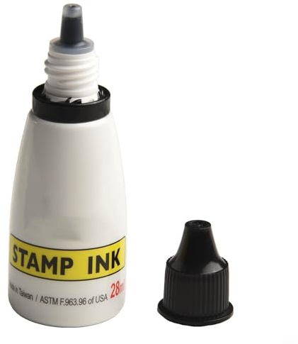 Inchiostro autoinchiostrante per timbri, 25 cc, inchiostro a base d'acqua per timbri, datari e tamponi per timbri, accessori da ufficio disponibili per progetti artigianali di timbratura (nero)