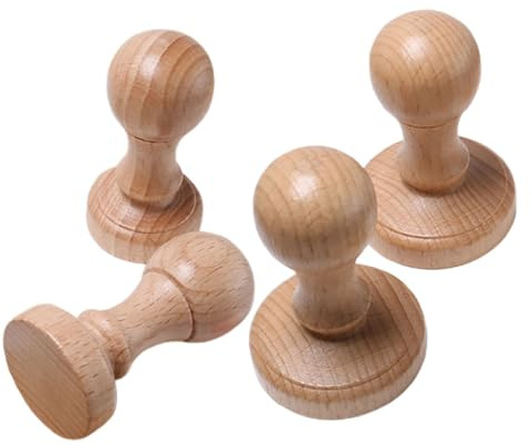 Healvian Mangos de Sellos de Madera 4 Piezas (30mm, 35mm, 40mm, 45mm) para Scrapbooking Manualidades, Mangos para Sellos Versátiles de Aula y Oficina, Suministros para Bricolaje