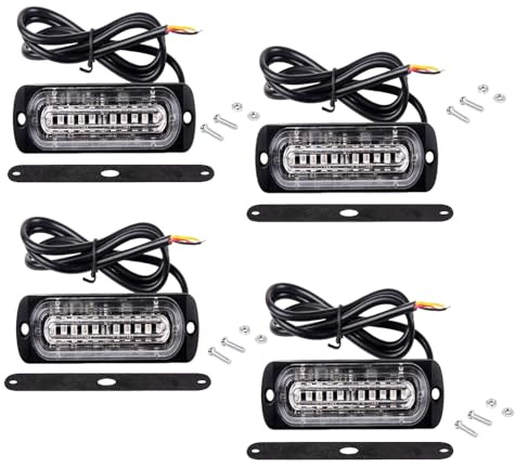 Riloer Balise lumineuse stroboscopique d'urgence 12V-24V 18W étanche, compatible avec camions, voitures, fourgonnettes et véhicules d'urgence, lumière bleu-blanc