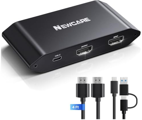 HDMI Capture Card 4K60 HDR genomströmning, USB 3.0 videoinspelning | för PS5 Xbox Switch • 1080P60-inspelning • USB-A och USB-C • Låg latens • För spel och streaming
