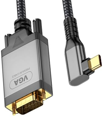 Buxuaaaa Cable adaptador tipo C a VGA trenzado de 2 m para salida de vídeo 1080P con amplia compatibilidad con cable USB C a VGA