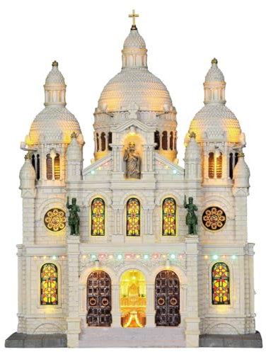 LEMAX Cathédrale de l'europe pour Le Village de Noël avec des lumières en polyrésine Blanche