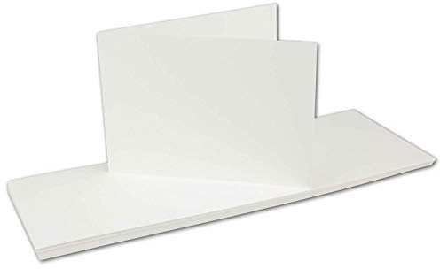 100x Falt-Karten DIN A6 Langdoppel-Karten - Naturweiß -10,5 x 14,8 cm - blanko quer-doppelte Faltkarten - FarbenFroh by Gustav Neuser®