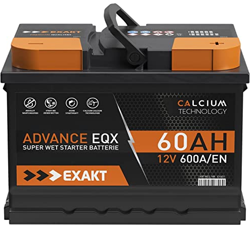 EXAKT Autobatterie 12V 60Ah Starterbatterie PKW KFZ Auto Batterie (60Ah)