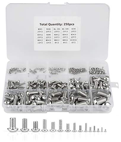 Edelstahlschrauben, 250 Stück M2/M2.5/M3/M4/M5/M6/M8/M10 Maschinenschrauben Set 15 Arten Edelstahlschrauben Sortiment für Computer Festplatte/Tastatur/Speicher/Motherboard/Gehäus