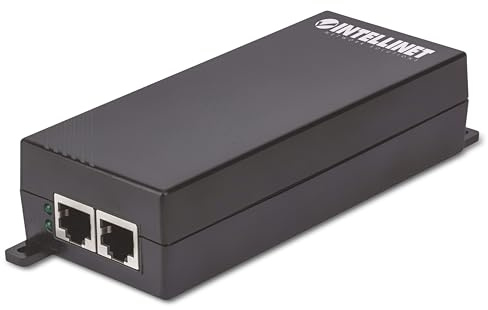 INTELLINET 1-Port High-Power over Ethernet - Gigabit PoE+/PoE Injektor, 30W, 240V, PoE+ Adapter mit 100m Reichweite, lüfterfrei & leise - Schwarz
