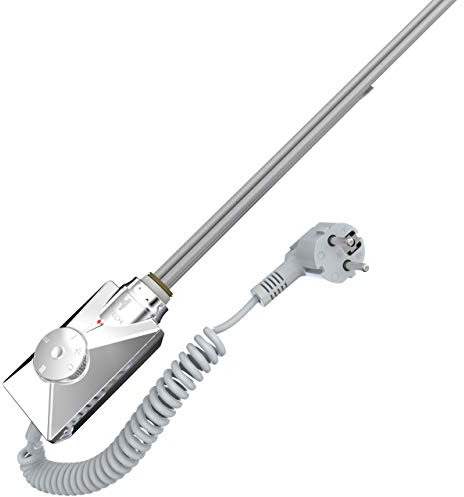 HOTTECH - Heating Element Volcano, Electric Water Heater 600 Watts, Immersion Heater with Water and Air Temperature Control for Room, Bathroom Radiator and Electric Radiator - Chrome