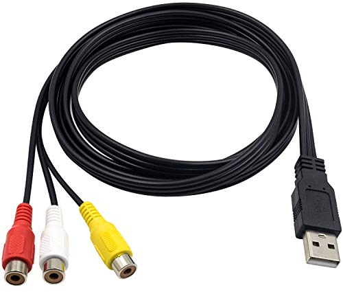 Duttek Cavo da USB a RCA, USB 2.0 maschio a 3 RCA femmina Jack Splitter Audio Video Cavo adattatore composito splitter AV per TV, Mac, PC, HDD e DVR 1.5M / 5FT