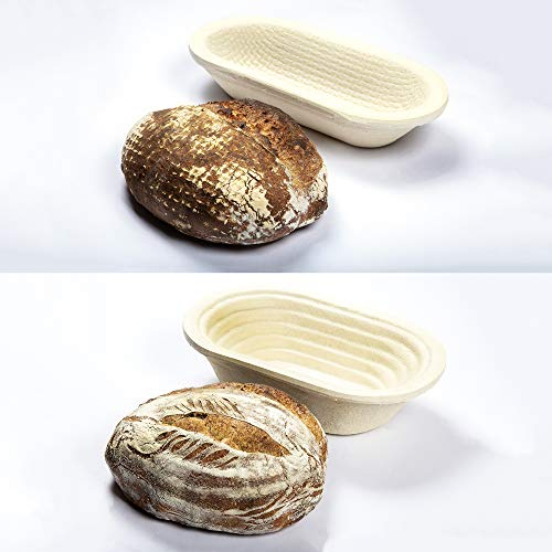 Professional Eco-Friendly 1kg Oval Waffle Pattern & 750g Oval Spiral Pattern Proofing Basket Banneton Brotform Brotformen Bread Making - Heavy Duty - Sustainable Wood Pulp Eco Friendly