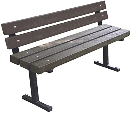 Tamstar Recycled Plastic Profile 3 Seater Garden Bench With Back Rest Brown | Low Maintenance Heavy Duty Galvanised Steel Frame, Memorial, School Playground Seat
