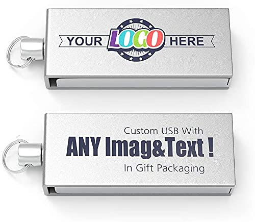 MEINAMI Mini Size Customised USB Flash Drive in Silver Metal Thumb Drive Personalised Memory Stick 16GB 50 PACK