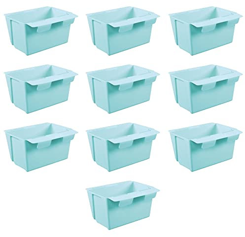 ARTECSIS Set Blumenkästen Pflanzkasten Balkonkasten Kunststoff Einsatz für Europaletten vertikaler Garten Hochbeet (10er Set, Blau/Mint)