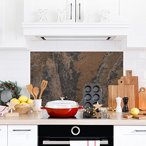 wohnundbad.de Design Spitzschutz Küche aus Aluverbund, Küchenrückwand, 3mm dick, 60x100cm, Naturstein Braun