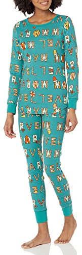 Amazon Essentials Disney | Marvel | Star Wars Conjuntos de Pijama Ceñidos de Algodón Mujer, Festive Marvel - Womens Snug Fit, S