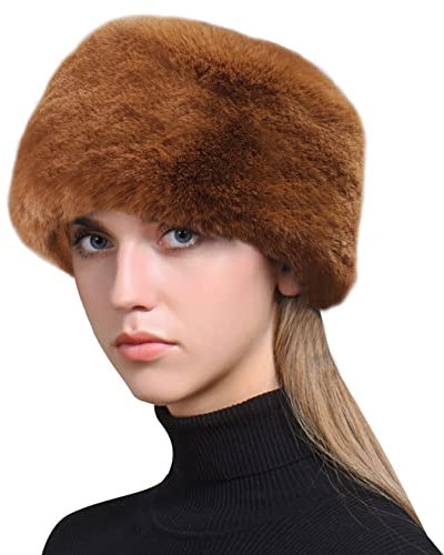 Lifup Damen Kunstpelz Hut Cossack Russische Mütze Kosakenmütze für Reisen, Skifahren, Wandern Braun