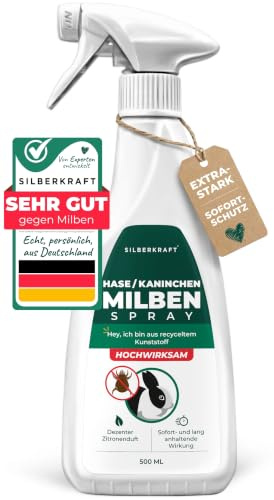 Silberkraft Milbenspray Kaninchen mit effektiver Sofortwirkung [500 ml] | Effektives Anti Milben Spray für Nager - Milbenbefall behandeln bei Kaninchen Hasen Meerschweinchen