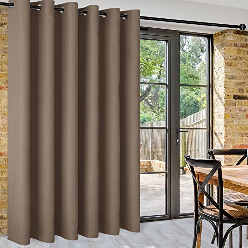 DWCN Raumtrenner Hängend Gardinen H243xB254cm Thermovorhang Blickdichte Ösenvorhang Gegen Kälte und Hitze Lärmschutz Sichtschutzvorhänge Wärmeisolierend für Wohnzimmer Schlafzimmer Büro,1 Stück, Khaki