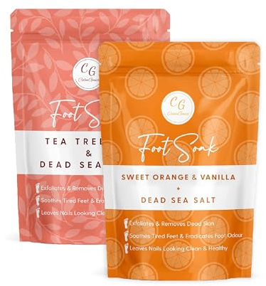CalmGenix Foot Soak with Tea Tree Oil & Dead Sea Salt | Helps Treat Nail Fungus and Athletes Foot, Foot Spa Bath | Foot Moisturiser & Deodorizer Feet Soak | Exfoliating Feet Soak – Multipack