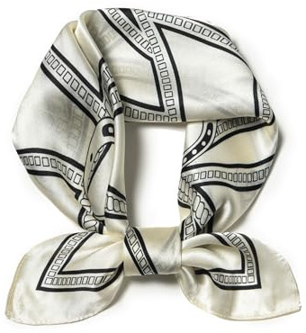 SHIROUYU Schal aus 100% Maulbeerseide, quadratisch, 53,3 x 53,3 cm, quadratisch, für Damen und Herren, mit Geschenkverpackung, Weiß-5, 53 * 53CM