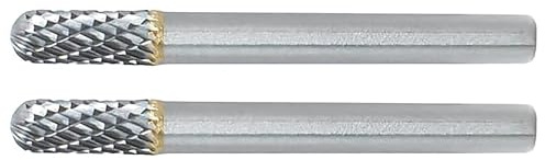 CX0616M06 Lot de 2 limes rotatives en carbure de tungstène de 6 mm de diamètre, tige de 6 mm, outil de fraises rotatives en forme de boule cylindrique à double coupe, pour sculpture sur bois, soudure,