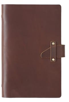 KISSKI·H Olvido A6 Leder-Tagebuch, Reise-Notizbuch mit Lederschnalle, 6-Ringbuch, nachfüllbar, Schreib-Padfolio-Tasche, vielseitiges Tagebuch/Planer/Skizzenbuch/Scrapbook, Dunkelbraun