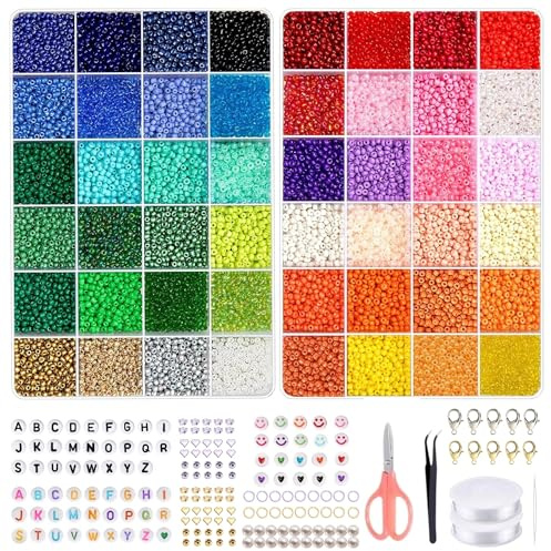 cyancommerce 17180 Stück 3mm Glas-Perlen Set DIY zum Auffädeln Schmuck Bastelset für Armbänder selber machen Mädchen Charms
