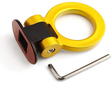 Abschlepphakenschraube Universal ABS Bumper Autoaufkleber Schmuck Auto Simulation Tralier Tow Haken Kit Auto Schleppgurt/Anhänger Seile/Haken/Zugstangen (Color : Round golden)