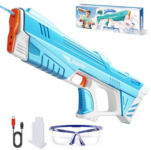 Skirfy Elektrische Wasserpistole, automatische Wasseraufnahme, Wasserpistole für Erwachsene und Kinder, batteriebetriebene Spritzpistole mit automatischem Wasserstrahl, Spielzeug für Pool