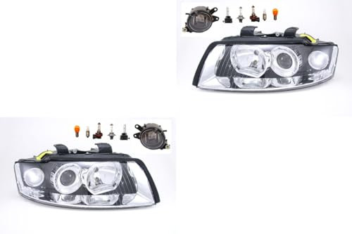 Johns, Scheinwerfer Satz Xenon passend für Audi A4 8E 10/2001-11/04 D1S H7 Links & Rechts + Nebelscheinwerfer + Leuchtmittel