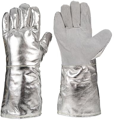 MTAaa Metallguss-Sicherheitsarbeitshandschuhe, 15 Aluminisierte Kevlar-Handschuhe, 1000°C Hochtemperaturbeständige Handschuhe für Frauen Beim Kochen und Grillen (Size : 15)