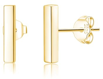 Reffeer Pendientes de barra de plata de ley 925 maciza para mujer, pendientes para niñas, pendientes minimalistas, hipoalergénicos