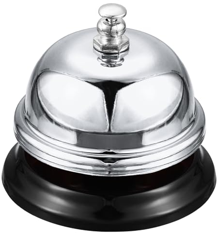 QUARKZMAN Tischklingel, 65mm(2,56) Tischglocke für Restaurants, Service, Silber