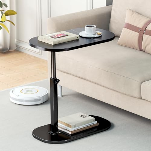 YUTVCZO Table d'appoint en Forme de c Hauteur réglable, 360 ° pivotante canapé Table d'appoint pour canapé/LIT/Baignoire, Petite café Moderne C Tables pour Salon/Chambre/Balcon, Hauteur 45-80cm