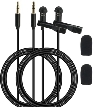 2-Pack Lavalier Microphone fit for Rode, Sennheiser Wireless Transmitter/ME 2 Mic - Lav Lapel Clip, Wearable, Omnidirectional, 3.5mm TRS