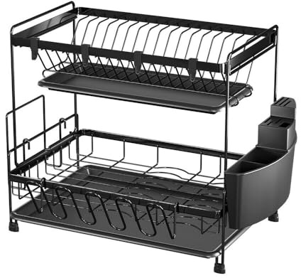 2 Etagen Abtropfgestell Geschirr Abtropfgitter Abtropfständer Geschirrständer Besteck Abtropfgestell geschirrabtropfgestell dish drying rack abtropfmatte Edelstahl abtropfschale abtropfgitter