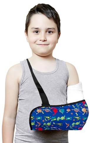 Armschlinge kinder,Dinosaurier Kinder Arm Sling für Jungen,Schulterschlinge Kinder mit Daumenschlaufe und Schulterpolster,Armschlinge für Gebrochenen Arm Handgelenk Sling für dislocated Schulter