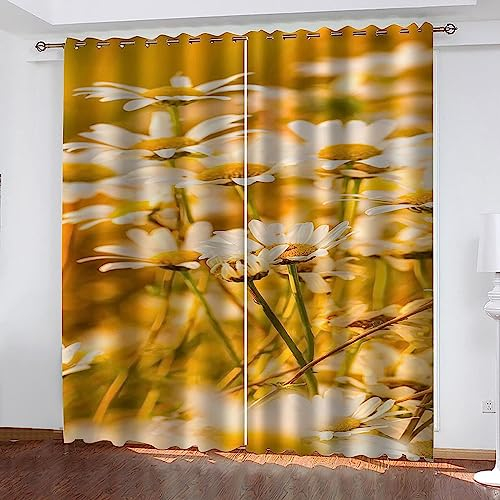 Ösen Gardinen Weiße Chrysantheme 280 (B) X 300 (H) cm 3D Verdunkelungsvorhang Vorhang Blickdicht Wärmeisolierung Gardine Polyester Kinderzimmer Schlafzimmer Curtains Blickdicht 2Er Set0