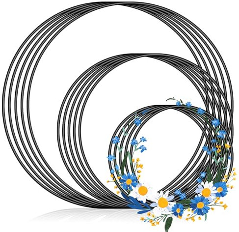 TTYSHIP® 15 Stück Metallringe zum Basteln, Metallring Schwarz 10cm/15cm/20cm, Dekoringe zum Hängen, Geeignet für DIY Floral Hoop, Traumfänger, Hochzeitskranz, Wandbehang Handwerk