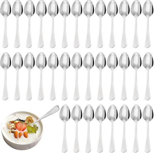 JMIATRY 40 Stück Teelöffel 17.3x3.8CM, Kaffeelöffel Edelstahl, Suppenlöffel Esslöffel für Haushalte, Restaurants, Café, Küche