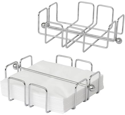 simplywire – 2er-Pack – Dinnerservietten-/Papierserviettenhalter mit gewichteter Stange – Chrom – modernes Design