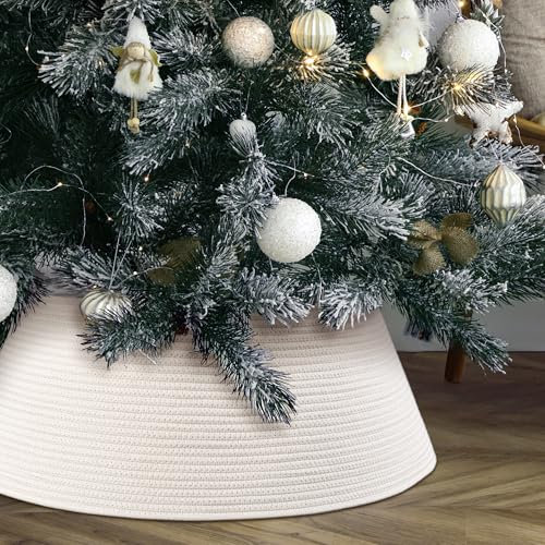 Hermoso Collar para árbol de Navidad, Moderno Anillo de Cuerda de algodón de 28 Pulgadas, Falda de árbol de Navidad fácil de Instalar, Mejora la decoración de tu hogar de Vacaciones