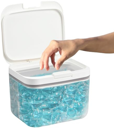 Contenitore per cialde per bucato sigillato e automatico pop-up, capacità, contenitore per detersivo in polvere, con misurino, per cialde, sapone, polvere e asciugatrice (4,5 l)