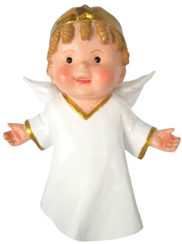 Acan Tradineur - Figura de Ángel para Belén - Estilo Naïf - Fabricado en Marmolina - Adorno Divertido para Nacimiento, Navidad, decoración Tradicional - 10 cm