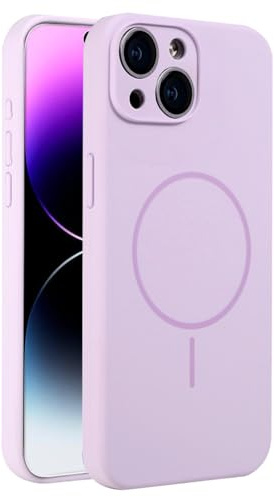 Mixroom - Custodia Cover per iPhone 14 in Tpu silicone liquido morbido compatibile con MagSafe accessori con cerchio magnetico integrato Lilla